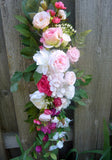 Blush Pink, Fuchsia and White Wedding Arch Flowers, Round Arch flowers