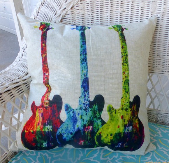 Guitar pillow covers - pillow covers - accent pillows - 18x18 pillow covers - Music pillow covers - Julie Butler Creations