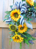 Sunflower wreaths, wreath for front door, French Country Decor
