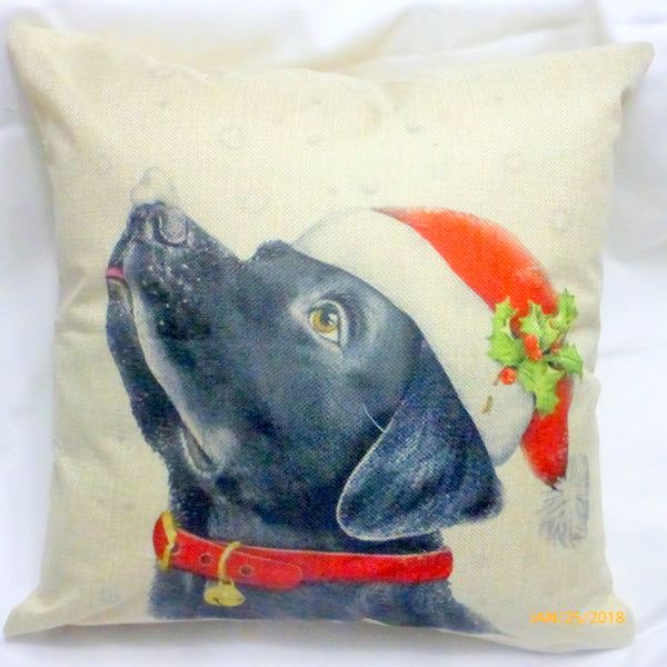 Black lab christmas pillow hotsell