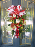 Cardinal Christmas door swag, Holiday Door Decorations