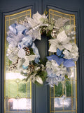 Christmas Decorations, Blue and White Poinsettia Wreaths