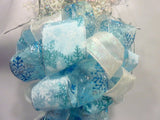 Ribbon Tree topper, Blue and Silver tree topper, Bow Tree Topper