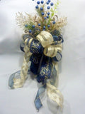 Ribbon Tree topper in Navy and Champagne, Bow Tree Topper