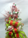 Bow Tree Topper in Red and Green, Ribbon Tree Toppers