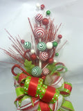 Bow Tree Topper in Red and Green, Ribbon Tree Toppers