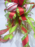 Bow Tree Topper in Red and Green, Ribbon Tree Toppers