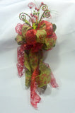Red and Green Glittered Ribbon Tree topper, Bow Tree Topper