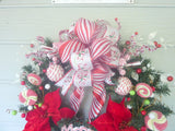 Red and White Christmas wreath, Peppermint candy Christmas Decorations