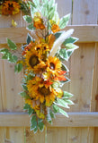 Fall Sunflower Corner swag, Wedding Flowers with Sunflowers