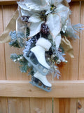 Christmas door swag with Ice Skates, Champagne door swag