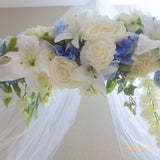 Blue and white Wedding arch swag - Wedding swag - Wedding Arch Decorations - floral table runner - Julie Butler Creations