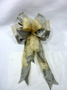 Platinum and Champagne Christmas bow, wreath bow, tree bow