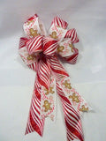 Red and White Christmas bow, wreath bow, tree bow