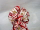 Red and White Christmas bow, wreath bow, tree bow