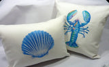 Embroidered Shell pillow, Embroidered pillow cover, Beach House Decor