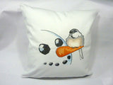 Christmas pillow cover, Embroidered Snowman pillow cover