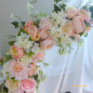 Wedding Arbor Flowers - Arch Corner Swags - Pink, white, Rose arbor- Wedding decorations - Julie Butler Creations