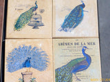 Peacock coasters - Stone Coasters - Travertine Tile Coasters - Vintage Advertising - Julie Butler Creations