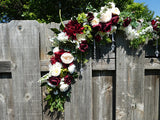 Wedding Arch Corner swags - Burgundy & Ivory flower swag - set of 2 corner swags - Julie Butler Creations