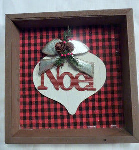 Buffalo plaid Christmas decor, Christmas Farmhouse shelf sitter, Christmas decorations - Julie Butler Creations