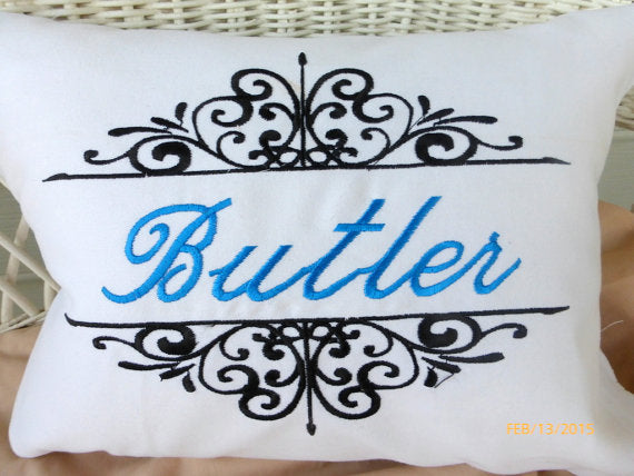 Personalized wedding gift- Decorative Embroidered Pillow - Monogram pillow - Julie Butler Creations