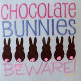 Easter pillow - Embroidered Pillow -Chocolate Bunnies Easter Decoration - Burlap bunny pillow - Julie Butler Creations