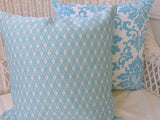 Pillow Cover - Decorative throw pillow cover - Robert Allen Basket form - Bright Aqua - Julie Butler Creations