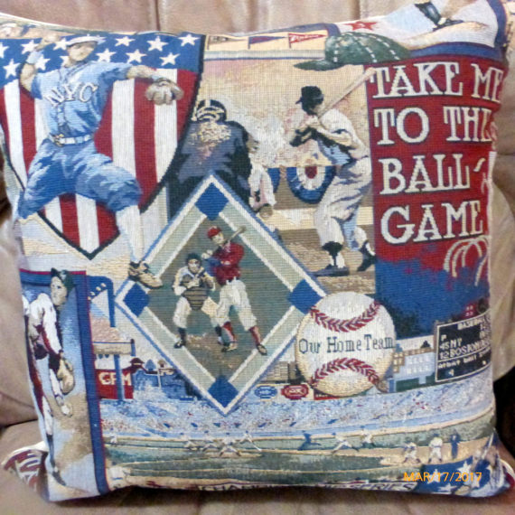 Baseball pillow cover - Vintage baseball tapestry pillow -Boys room decor - Julie Butler Creations