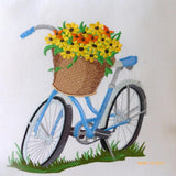Spring Bicycle Pillow - Accent pillows - Bike pillows - Embroidered bicycle pillow - Julie Butler Creations