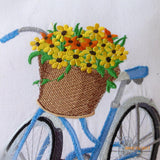 Spring Bicycle Pillow - Accent pillows - Bike pillows - Embroidered bicycle pillow - Julie Butler Creations