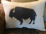 Bison Pillows - Buffalo pillows - Burlap pillows- Bison - animal pillows - Julie Butler Creations