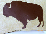 Embroidered Buffalo pillow - Bison pillow - animal pillow - Burlap pillows - Wildlife pillows - Julie Butler Creations