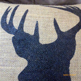 Burlap Deer Pillow Cover - Buck Pillow cover - Burlap pillow - hand painted deer pillow - Julie Butler Creations