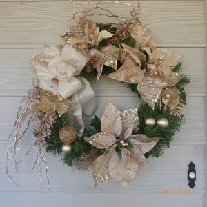 Christmas Wreaths -Gold Wreath - Christmas Decorations - Poinsettia Wreaths - Holiday Door Decor - Julie Butler Creations