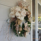 Christmas Wreaths -Gold Wreath - Christmas Decorations - Poinsettia Wreaths - Holiday Door Decor - Julie Butler Creations