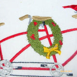 Embroidered Christmas Bike pillow cover -seasonal pillows - Christmas pillow cover - Julie Butler Creations