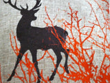 Embroidered Burlap Deer Pillow -Fall pillow - Buck pillow - Julie Butler Creations