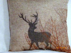 Burlap Deer Pillow - Buck - animal pillow - animal print pillow - accent pillow - Julie Butler Creations