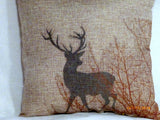 Burlap Deer Pillow - Buck - animal pillow - animal print pillow - accent pillow - Julie Butler Creations