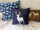 Deer Pillow Cover - Pillow Cover - Navy Blue and white cushion - accent pillows - Julie Butler Creations