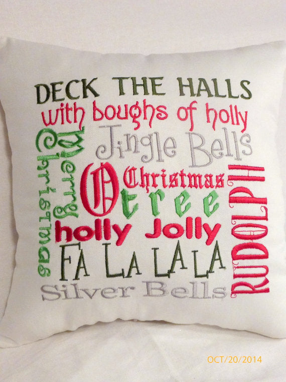 Christmas Subway Art - Christmas Pillow - Embroidered Pillows - Christmas songs -Holiday Pillow - Julie Butler Creations