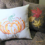 Fall Pumpkin Pillow - Autumn pillows - Embroidered pumpkin pillow - - Julie Butler Creations