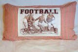 Football pillow cover -  Red Stripe - 12x22 - Vintage Football players decorative pillow - Julie Butler Creations
