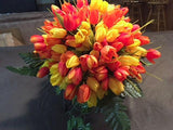 Orange and Yellow Mini Tulip Memorial Spray - Cemetery flowers - Grave site spray - memorial flowers - Julie Butler Creations