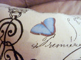 Paris Pillow Cover - Premier Prints French Stamp - Blue Butterfly - French Country -accent pillow - Julie Butler Creations