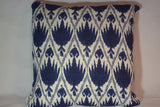 Ikat pillow cover - Navy Blue and White - decorative pillow cover - Designer fabric - Julie Butler Creations