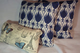 Ikat pillow cover - Navy Blue and White - decorative pillow cover - Designer fabric - Julie Butler Creations