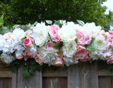 Wedding Arch - Pink and white Roses - Wedding Flowers - Wedding Arbor Decorations - Julie Butler Creations