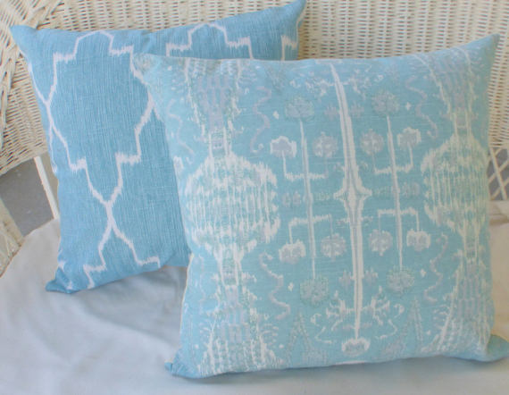 Ikat Pillow covers - Lacefield Ikat pillow cover - Designer fabric - Blue pillow covers - pillows - Julie Butler Creations